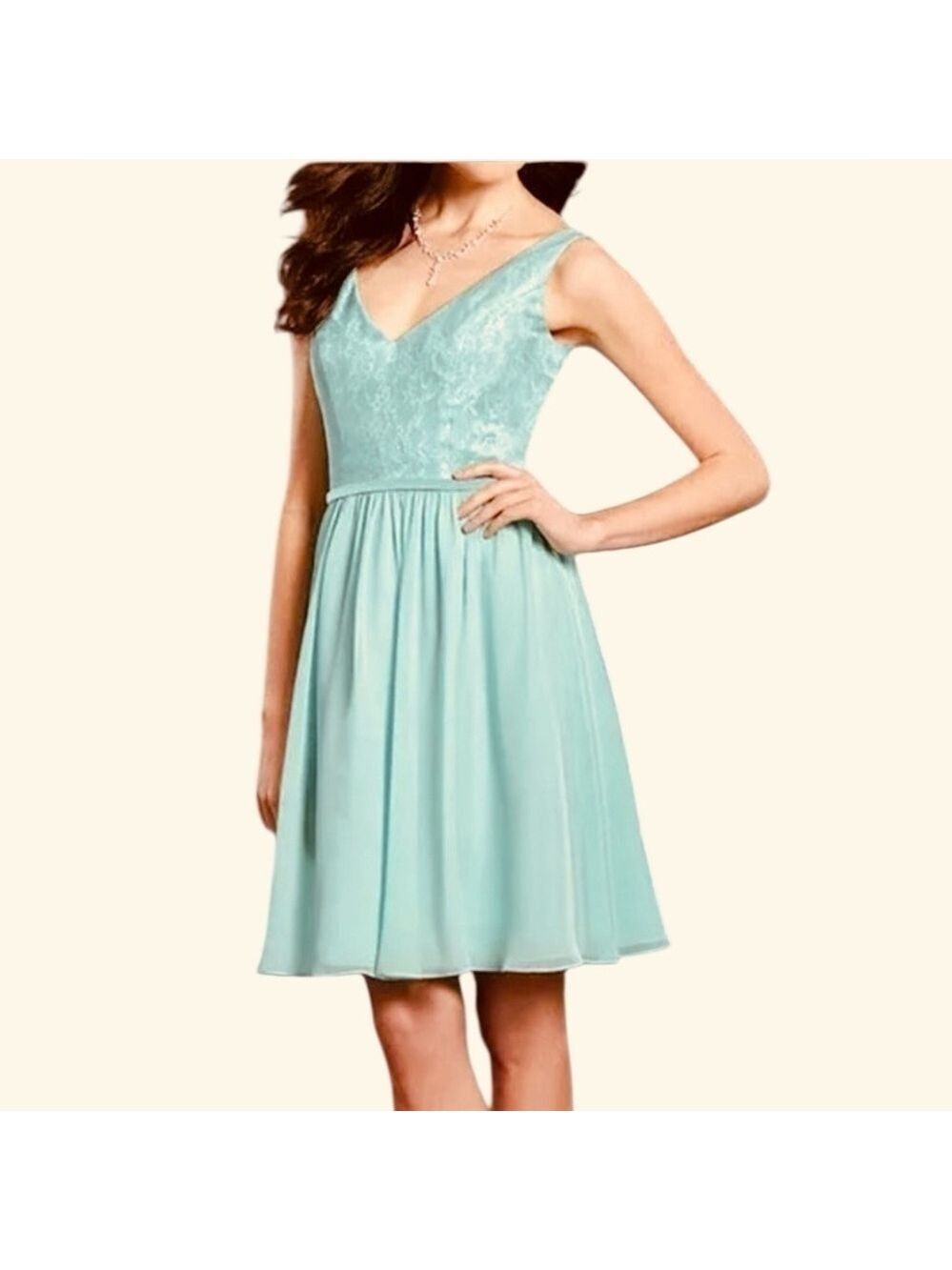 ALFRED ANGELO AQUA MINT CHIFFON LACE BRIDESMAID PROM PARTY DRESS 12 NWT